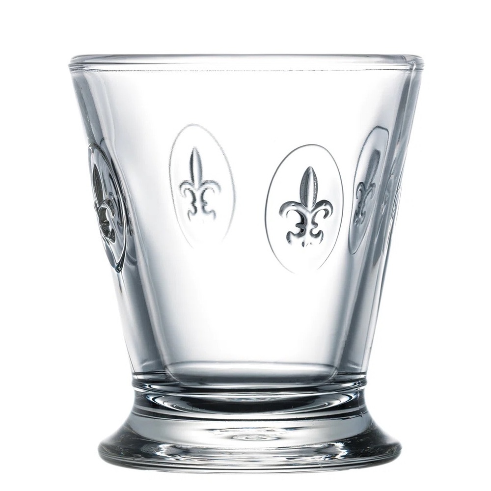 6 La Rochere France Glass Footed Tumblers Fleur De Lys French Juice Wine Whisky